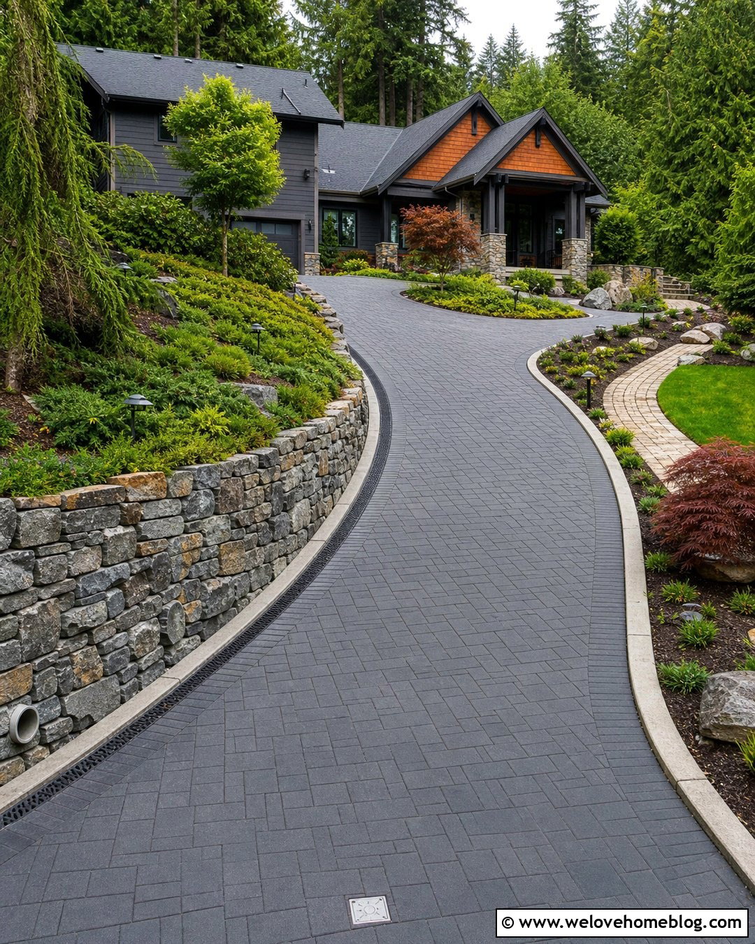 Paver Driveway With Retaining Wall Drainage - 20 Driveway Drainage Ideas