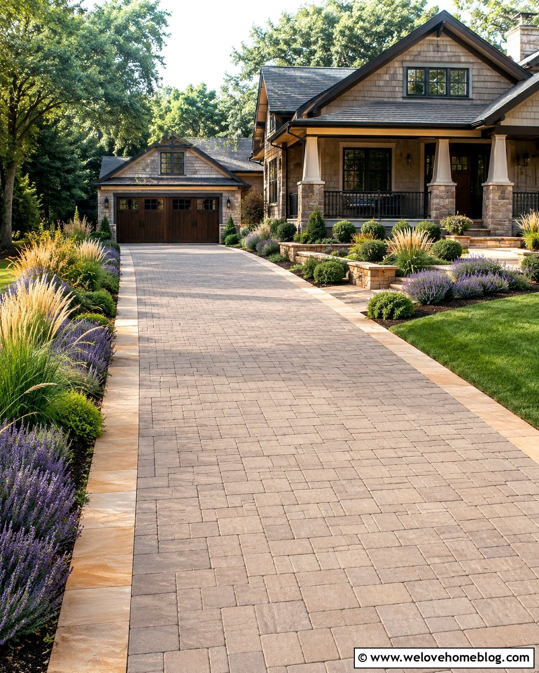 Paver Driveway With Sandstone Edging - 20 Driveway Stone Edging Ideas