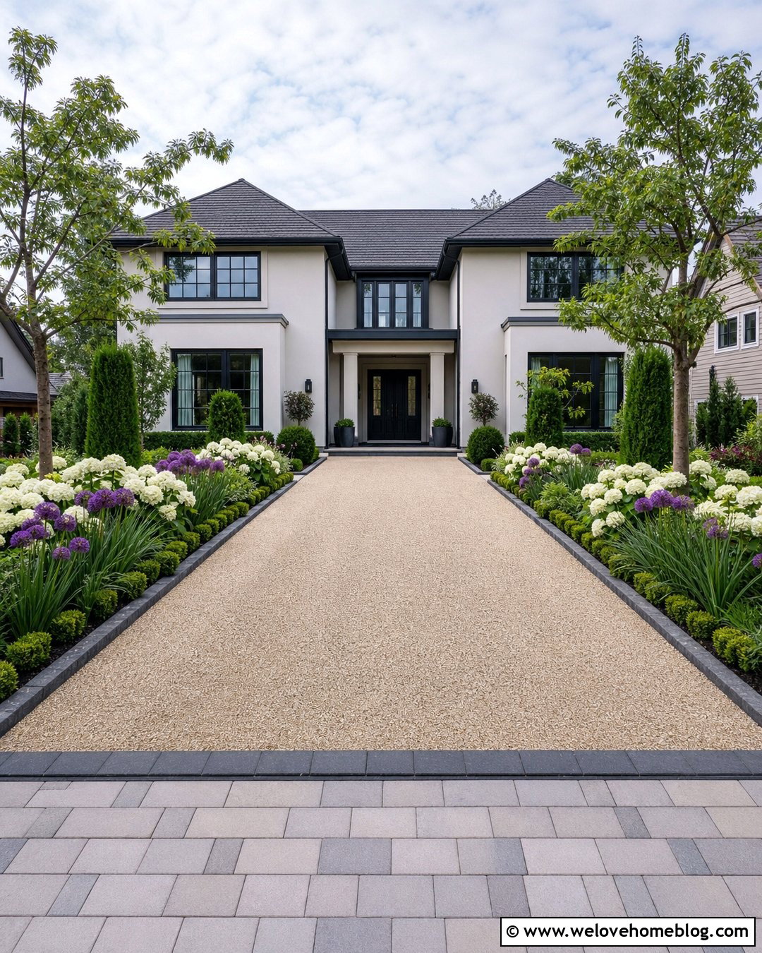 Paver Flower Bed Edging Along a Resin Bound Driveway - 20 Driveway Flower Bed Edging Ideas