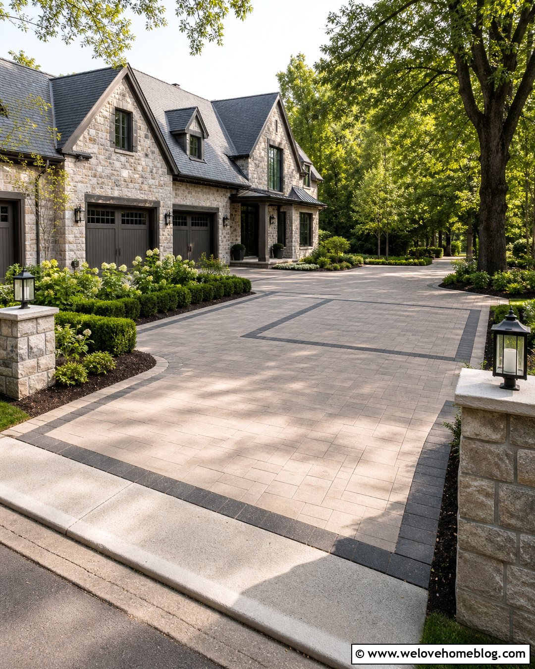 Paver Parking Court Driveway Turnaround - 30 Driveway Turnaround Ideas