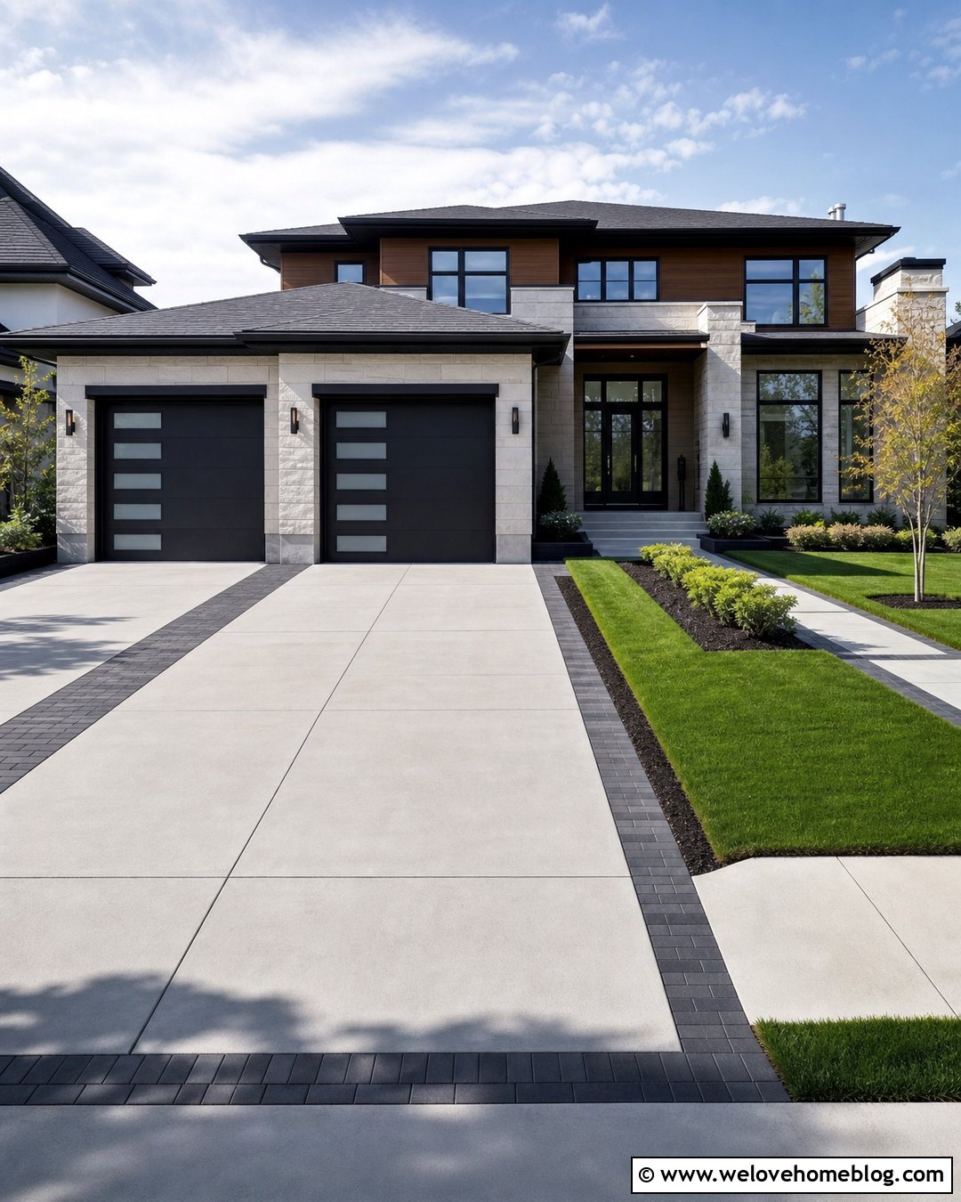 Paver Ribbon Driveway Divider - 25 Driveway Divider Ideas