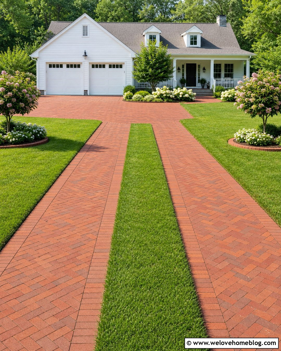 Paver Ribbon Driveway With Grass Center - 25 Driveway Alternatives Ideas