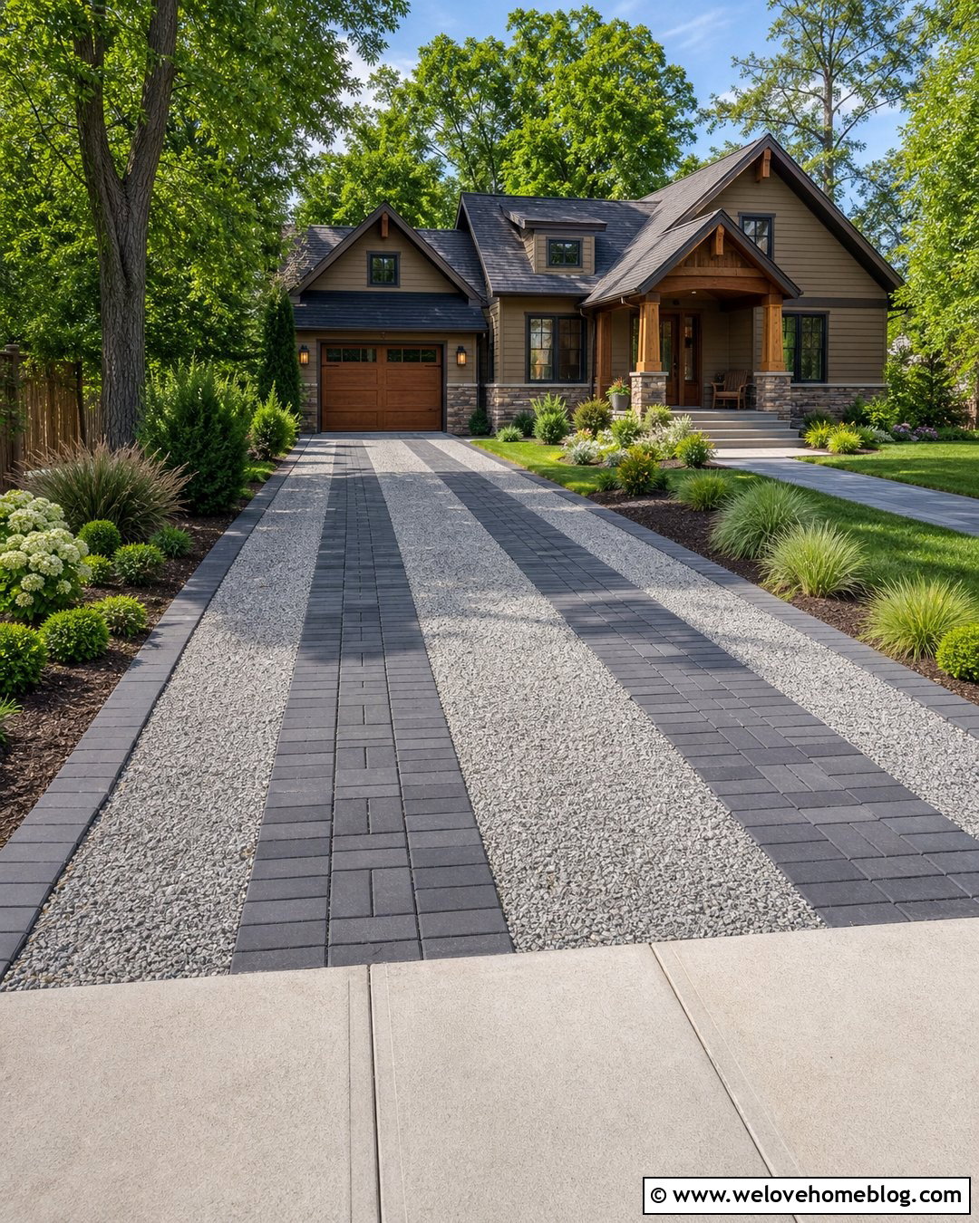 Paver Track Driveway With Gravel Center - 40 driveway on a budget ideas
