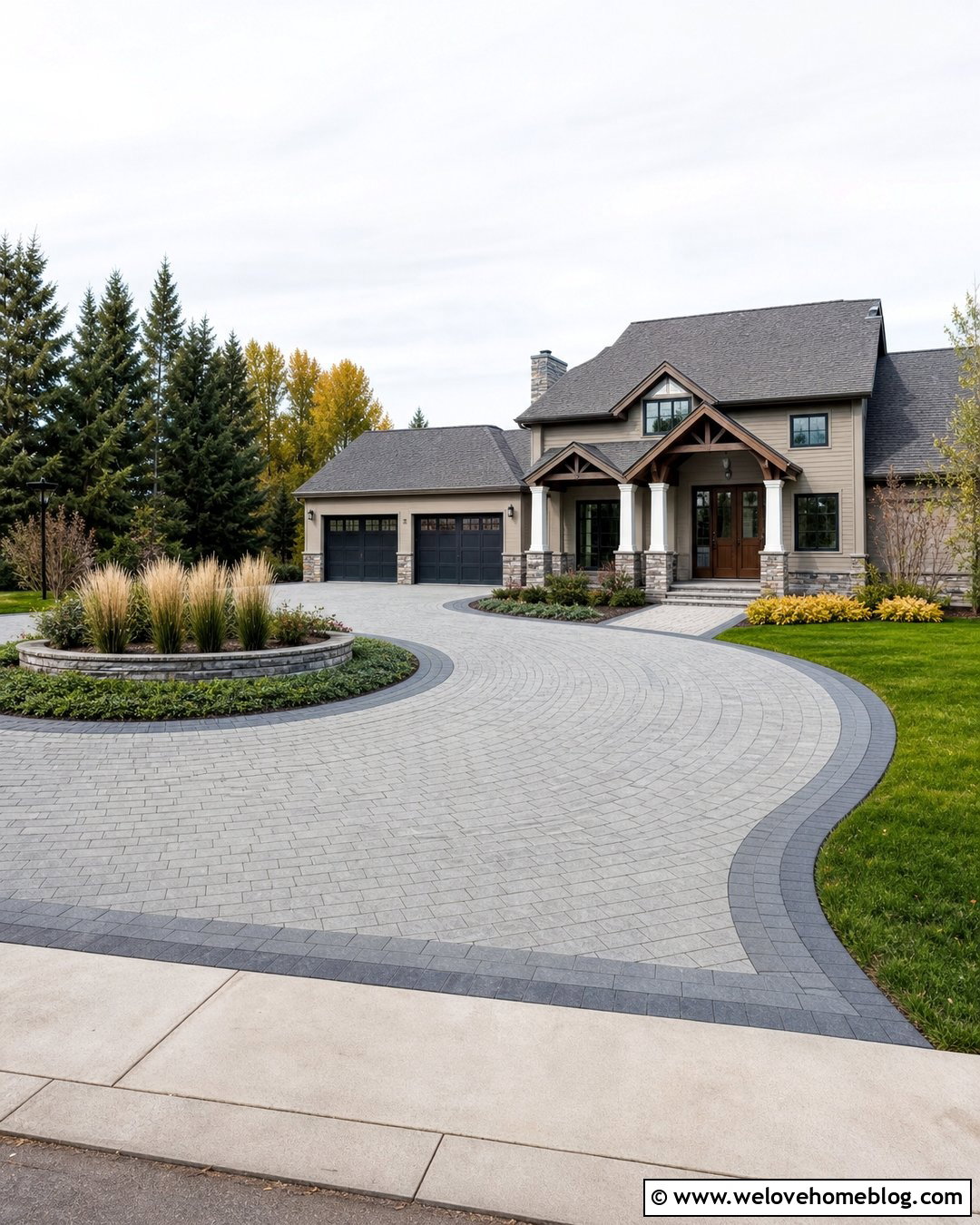 Paver Turning Circle Driveway - 25 turning circle driveway ideas