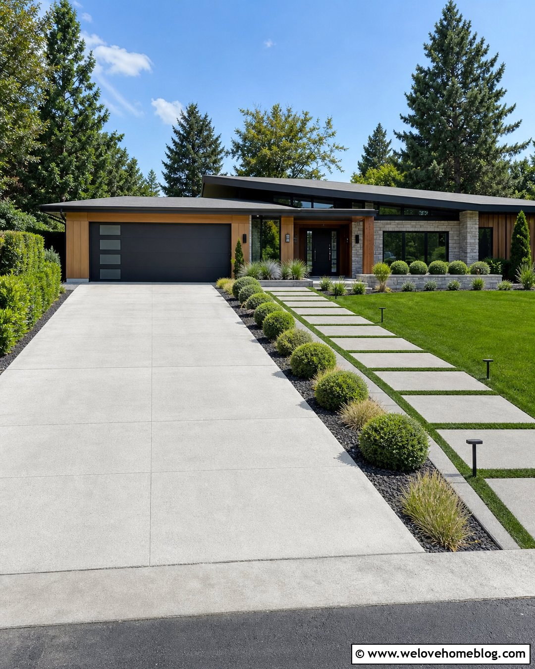 Pavers Beside a Driveway With Grass Joints - 20 Pavers Beside Driveway Ideas