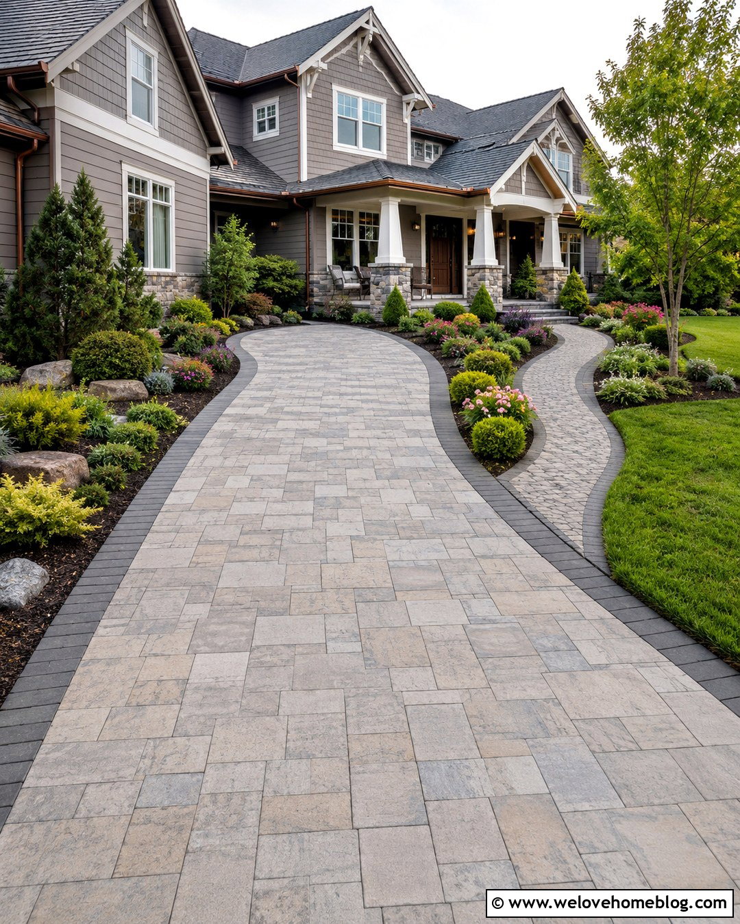 Paving Stone Driveway With Matching Walkway - 20 Paving Stone Driveway Ideas