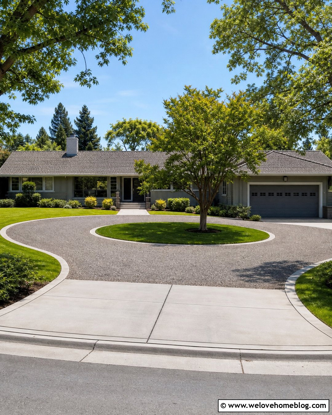 Pea Gravel Circle Driveway With Concrete Apron - 20 Pea Gravel Circle Driveway Ideas