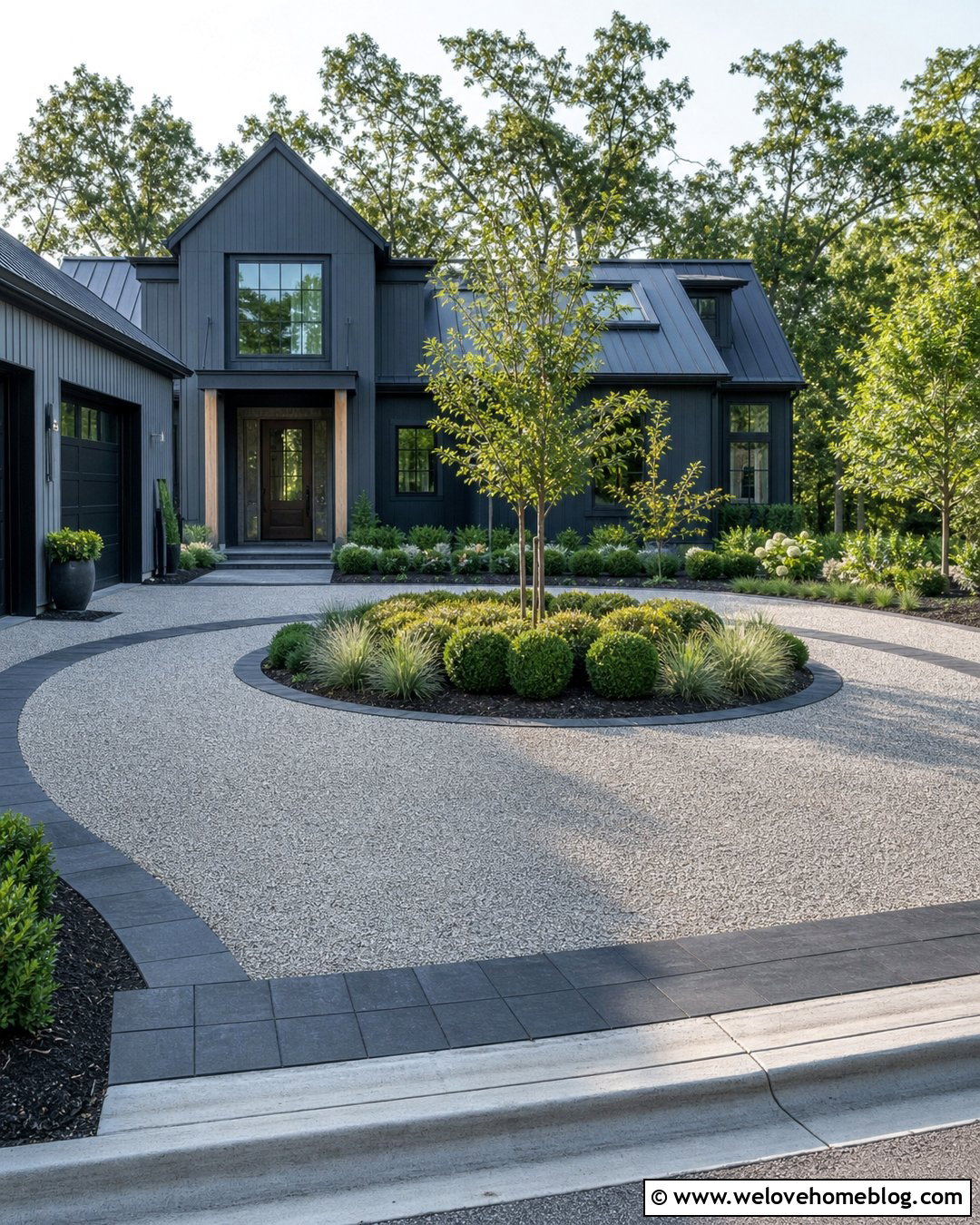 Pea Gravel Circular Driveway With Paver Bands - 20 Pea Gravel Circular Driveway Ideas