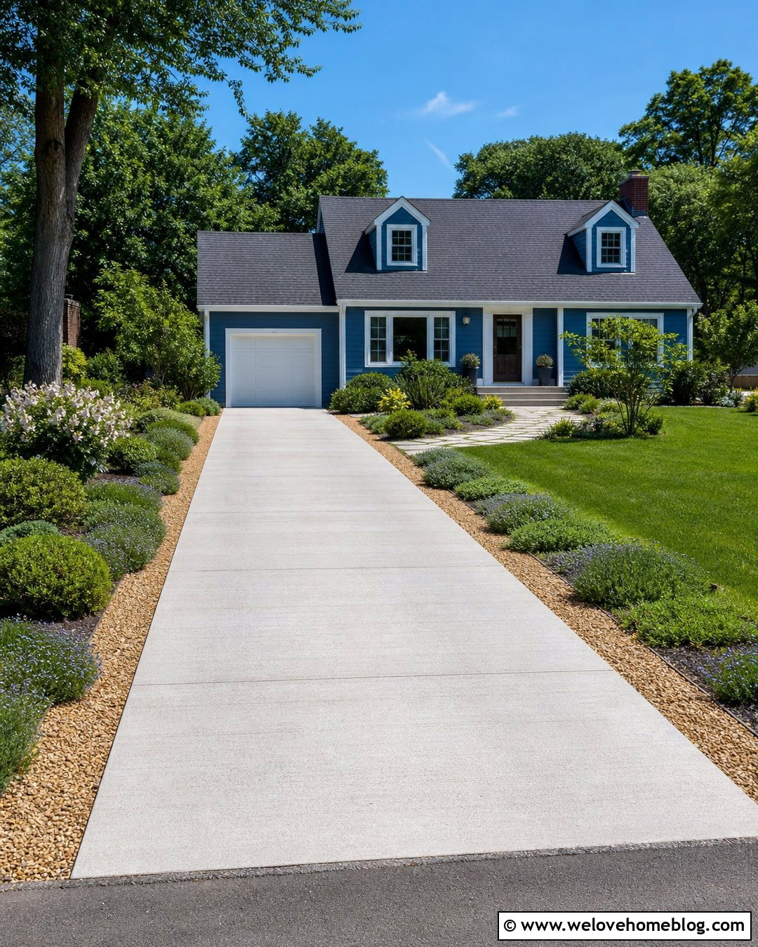 Pea Gravel Concrete Driveway Border - 20 Cheap Driveway Border Ideas