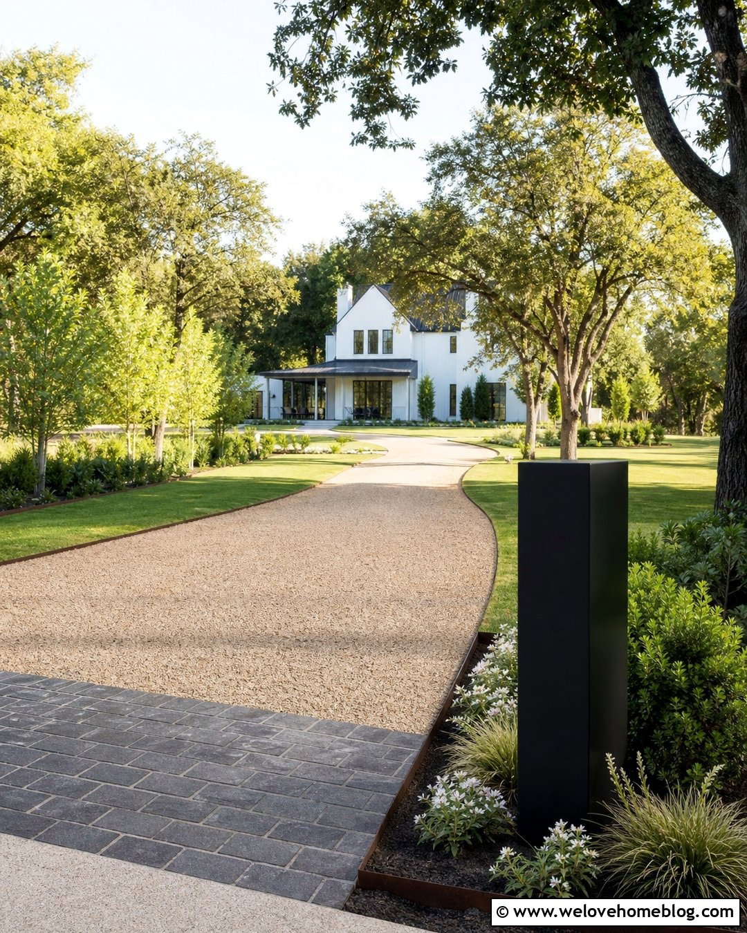 Pea Gravel Driveway With Address Sign - 35 Pea Gravel Driveway Ideas