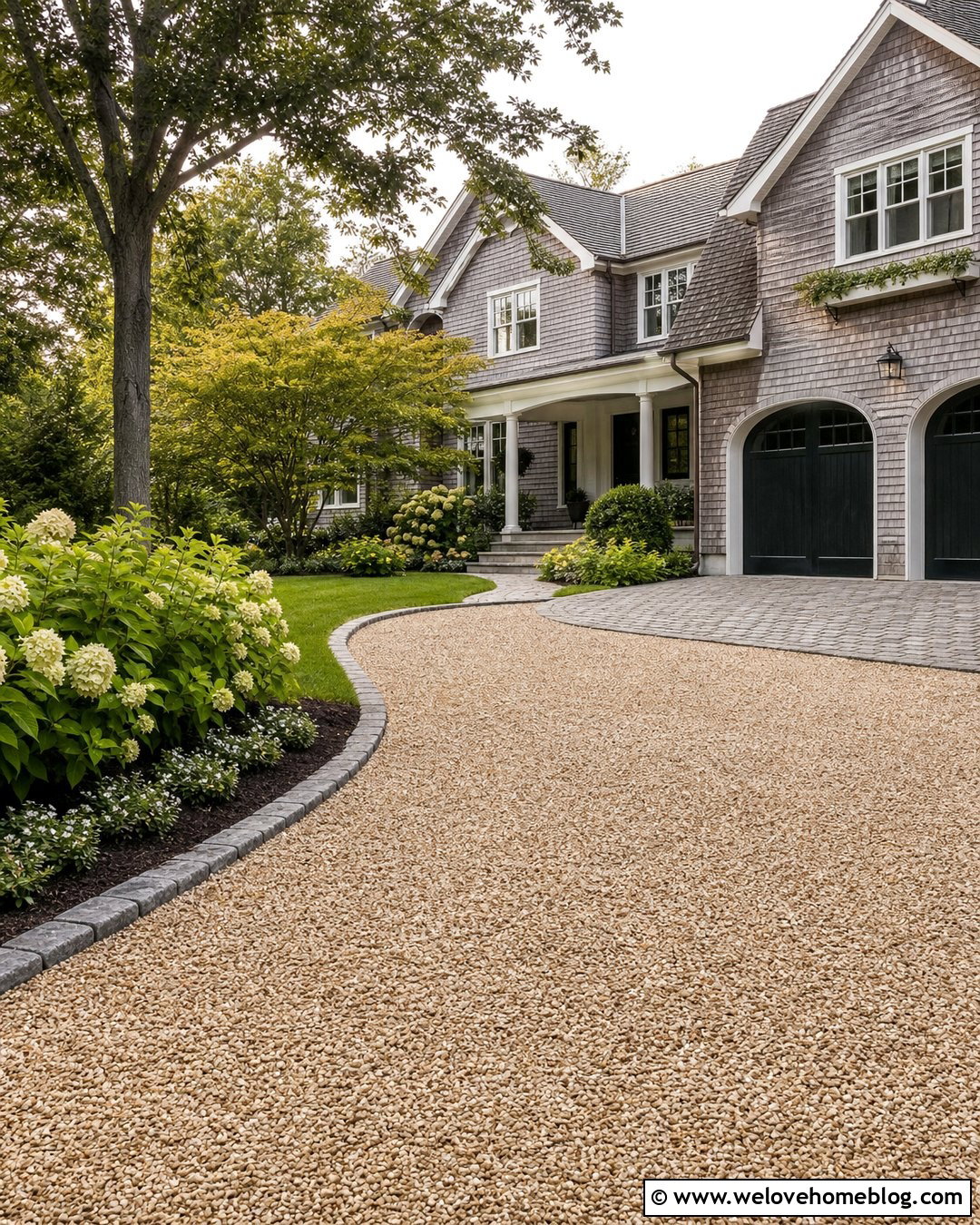 Pea Gravel Driveway With Belgian Block Edging - 45 Driveway Design Ideas