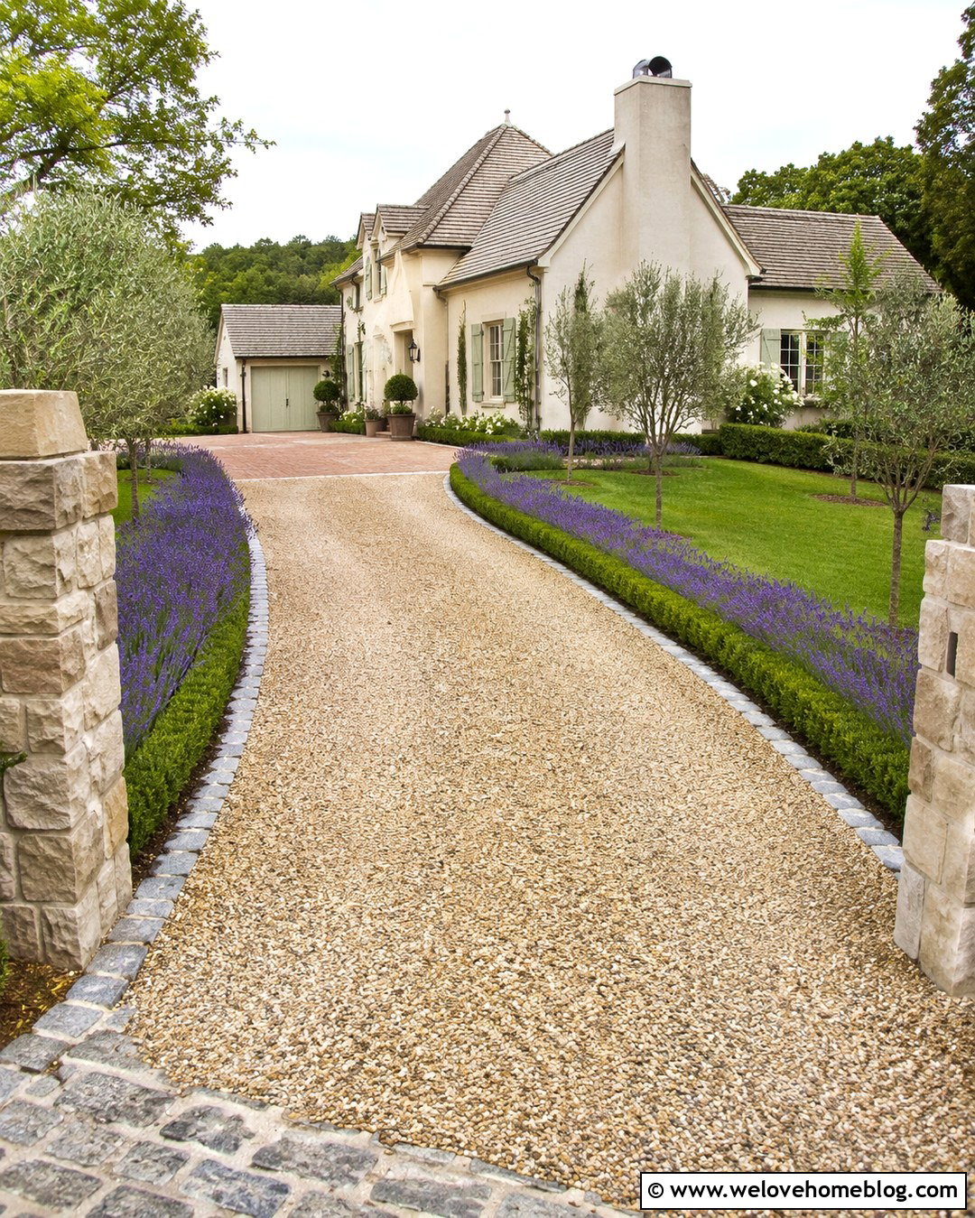 Pea Gravel Driveway With Boxwood And Lavender - 20 boxwood lined driveway ideas