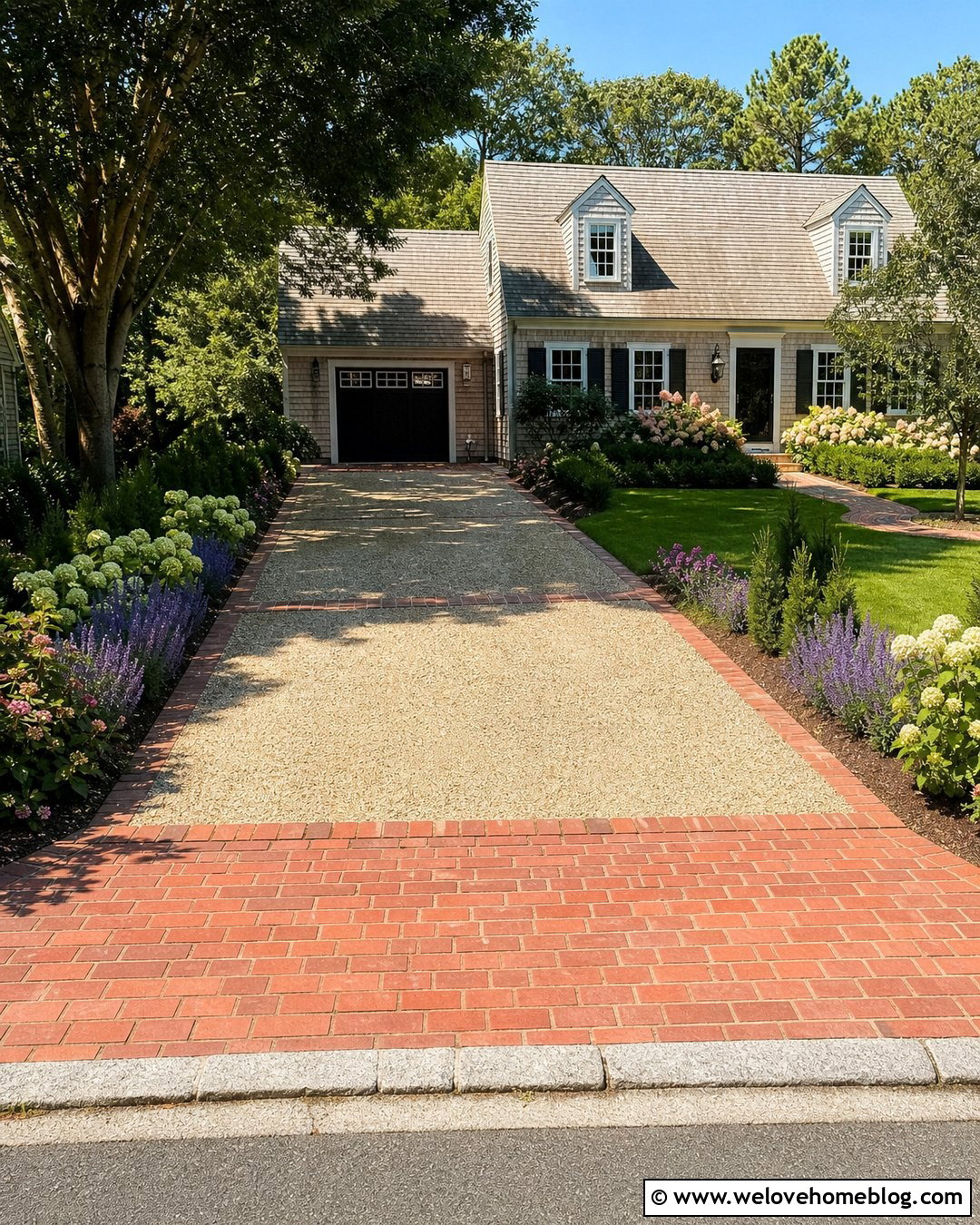 Pea Gravel Driveway With Brick Apron - 20 Residential Driveway Ideas