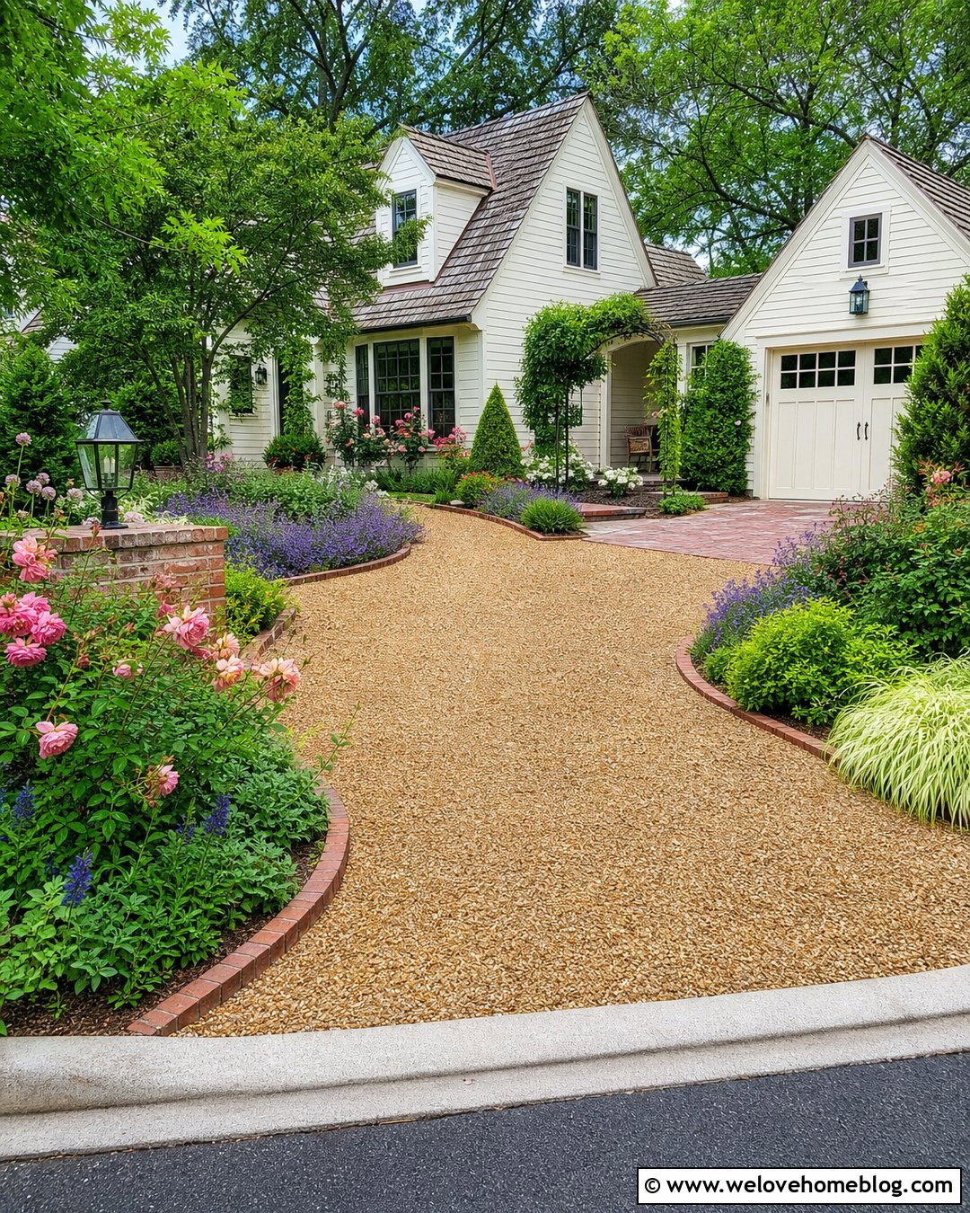 Pea Gravel Driveway With Brick Edging - 20 Driveway Goals Ideas