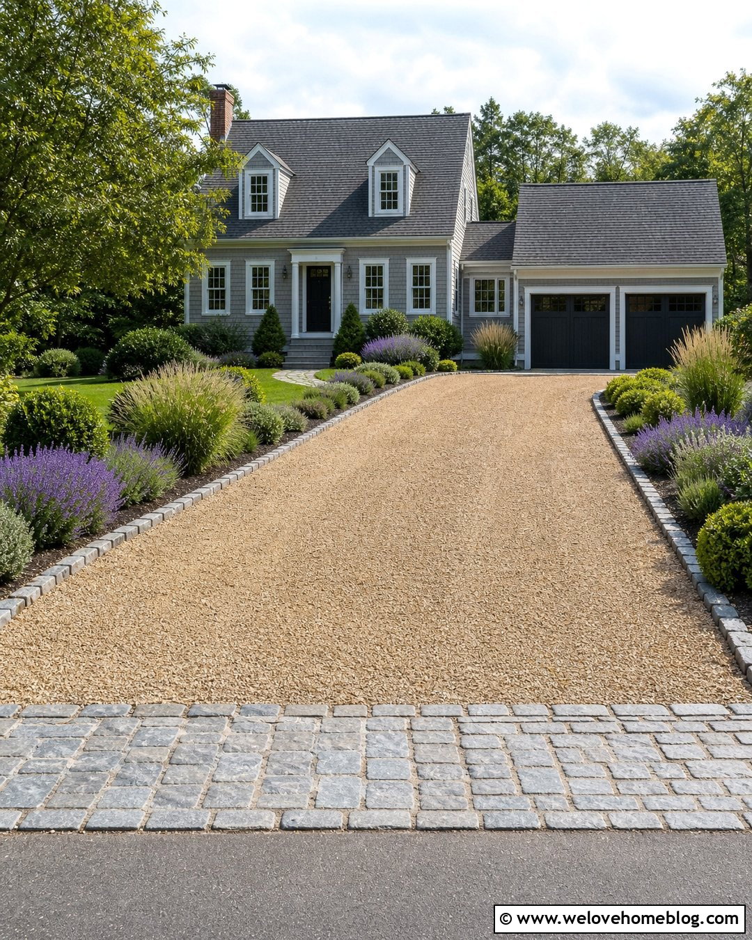 Pea Gravel Driveway With Cobblestone Border - 25 Driveway Stone Ideas