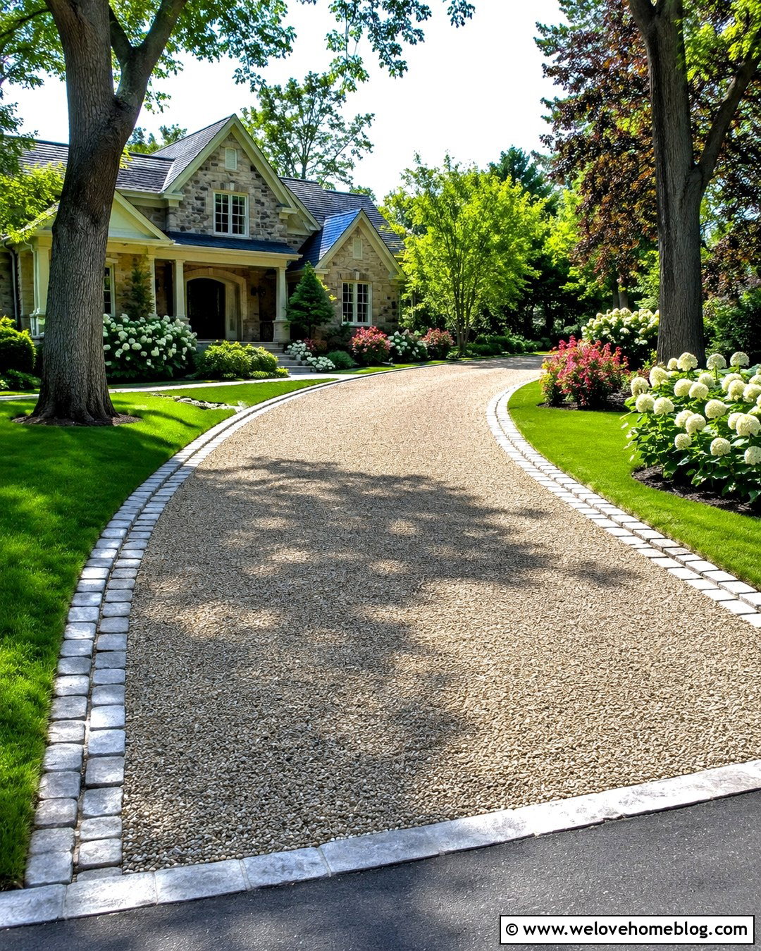 Pea Gravel Driveway With Cobblestone Edging