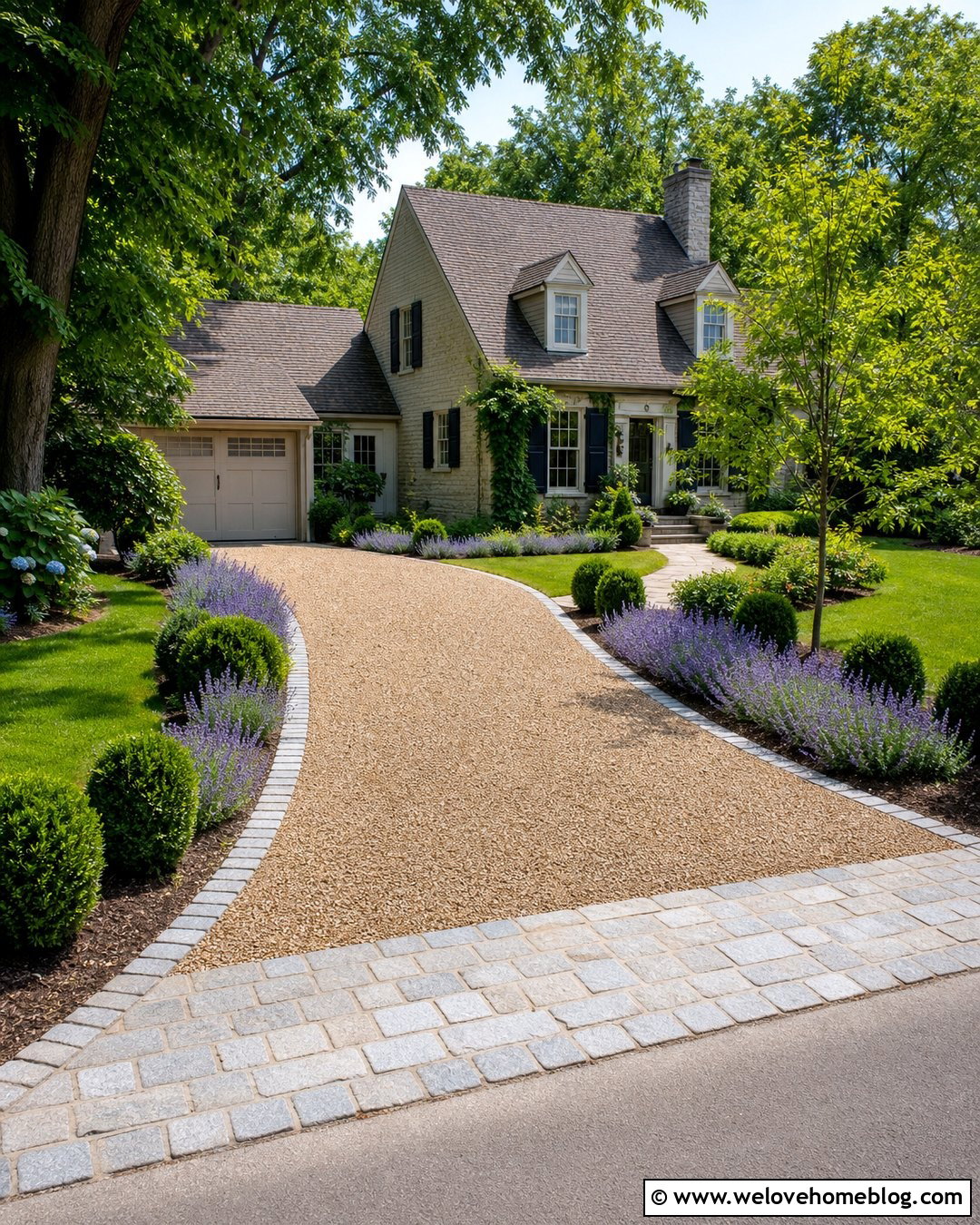 Pea Gravel Driveway With Cobblestone Edging - 25 Driveway Alternatives Ideas