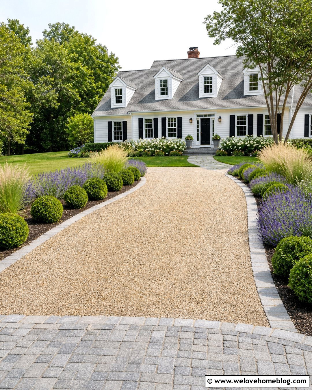 Pea Gravel Driveway With Cobblestone Edging - 25 Natural Driveway Ideas