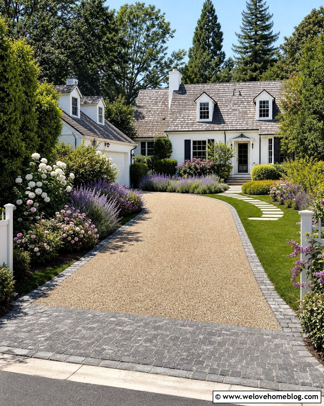 Pea Gravel Driveway With Cobblestone Edging - 40 driveway paving ideas