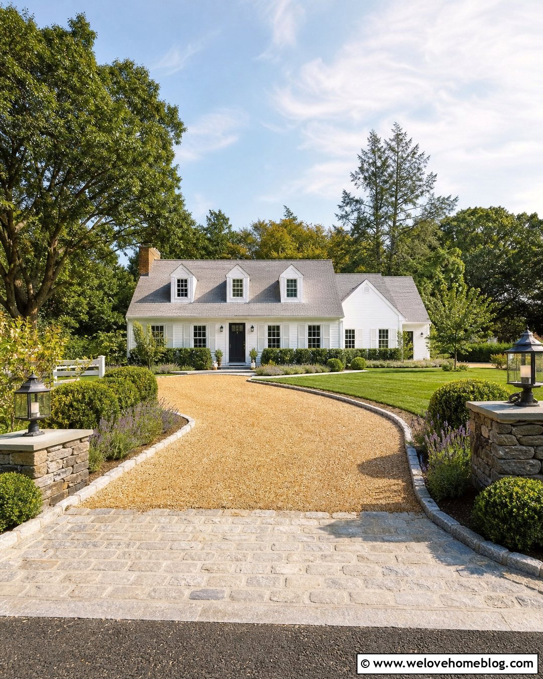 Pea Gravel Driveway With Cobblestone Edging - 50 gravel driveway ideas