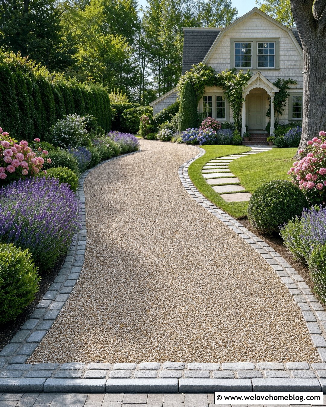 Pea Gravel Driveway With Cobblestone Edging - 35 home driveway ideas