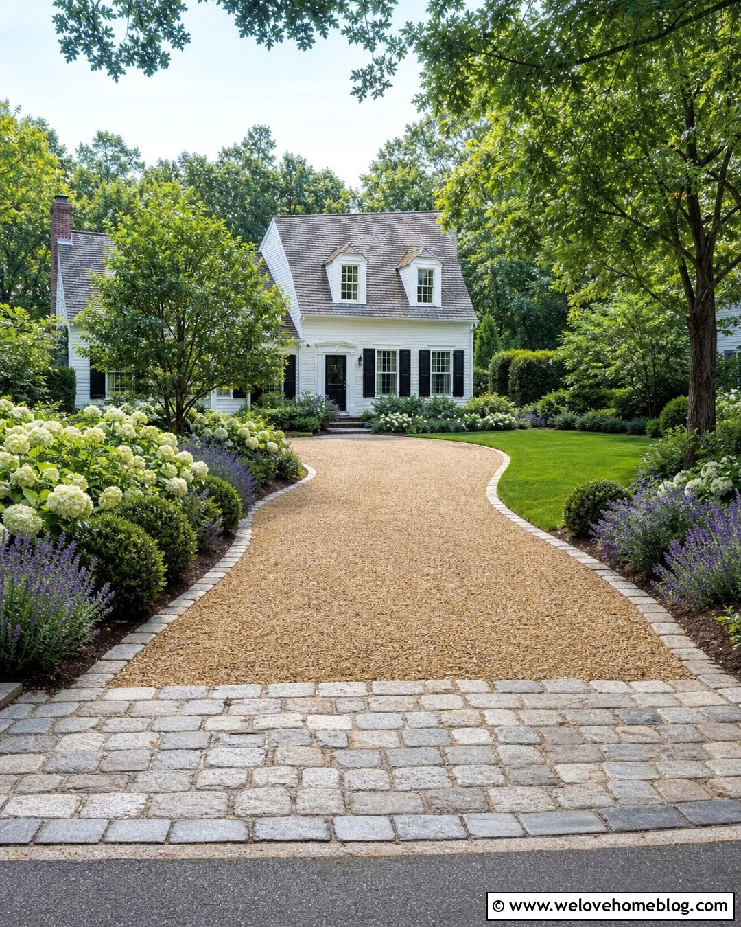Pea Gravel Driveway With Cobblestone Edging - 35 gravel driveway landscaping ideas