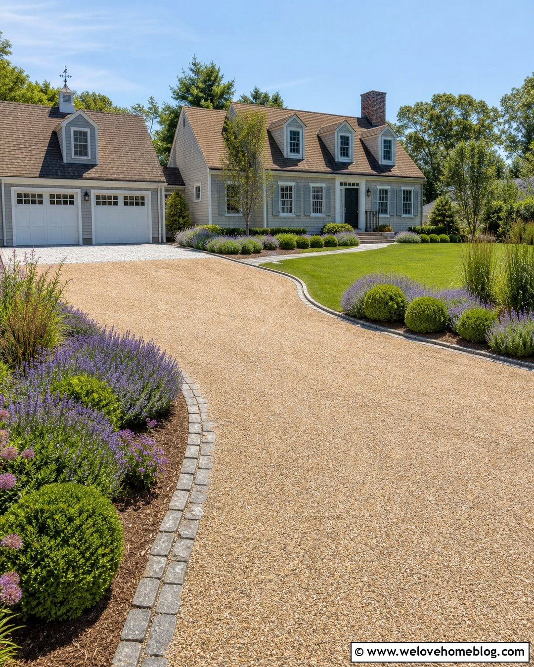 Pea Gravel Driveway With Cobblestone Edging - 20 Driveway Surfaces Ideas