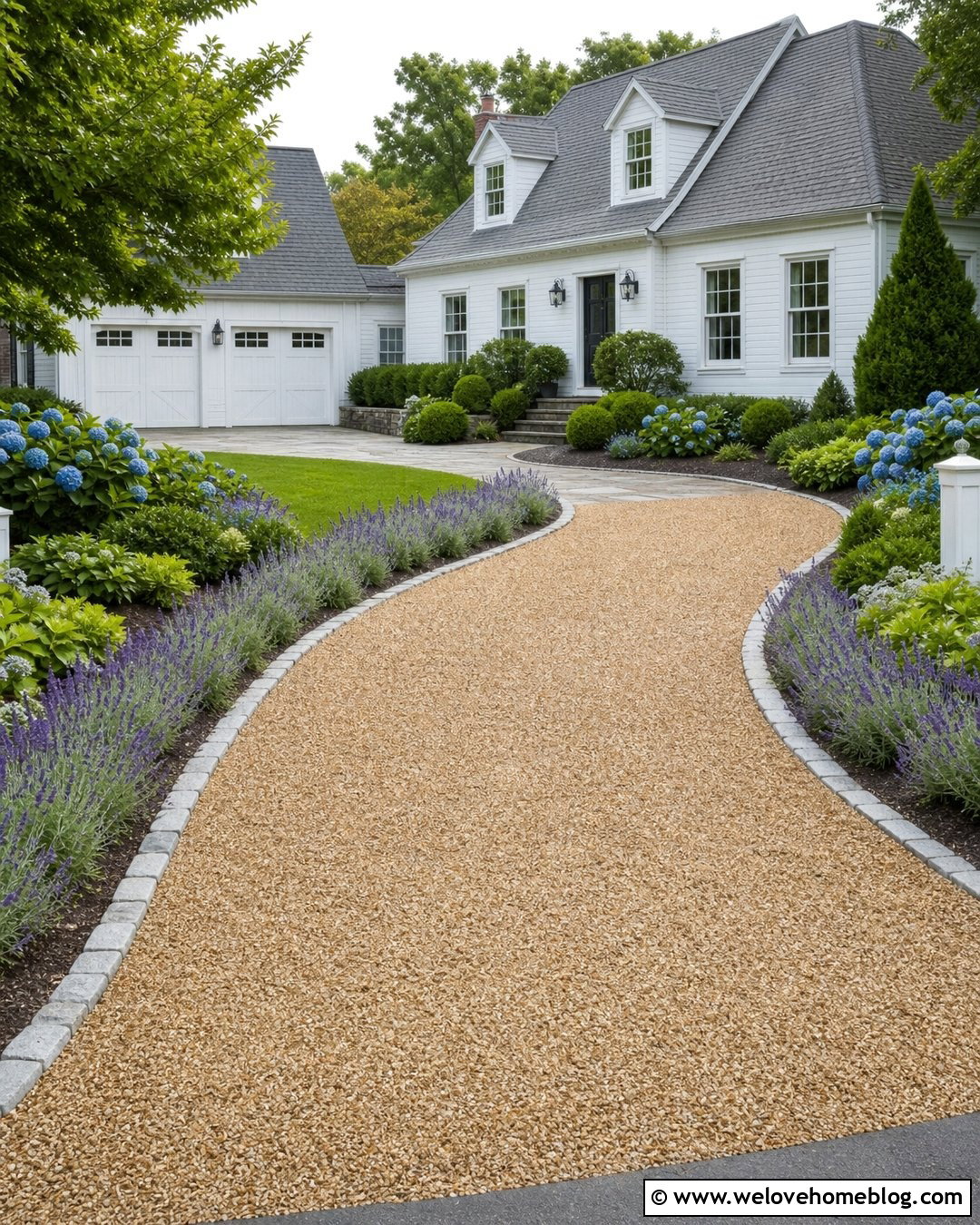 Pea Gravel Driveway With Cobblestone Edging - 20 driveway surfacing ideas