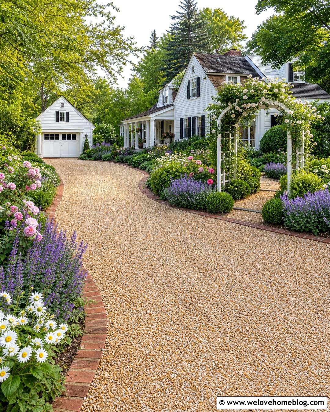 Pea Gravel Driveway With Cottage Garden Borders - 35 Pea Gravel Driveway Ideas