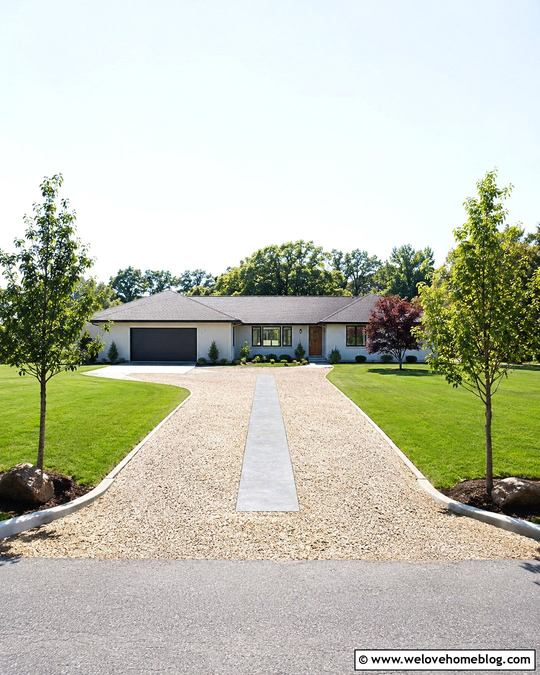 Pea Gravel Driveway With Flush Concrete Mow Strip - 20 Pea Gravel Driveway Edging Ideas
