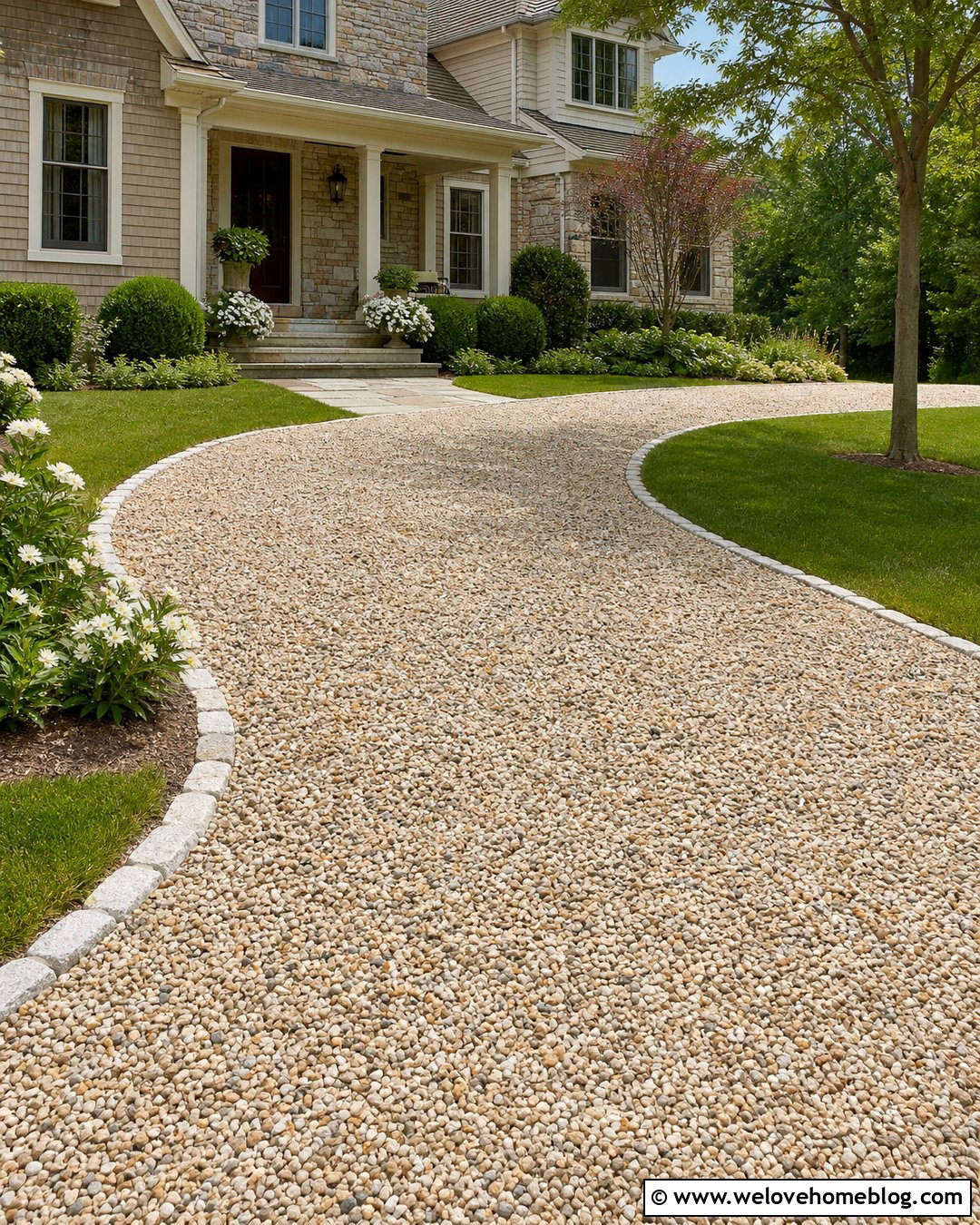 Pea Gravel Driveway With Mixed Stone Colors