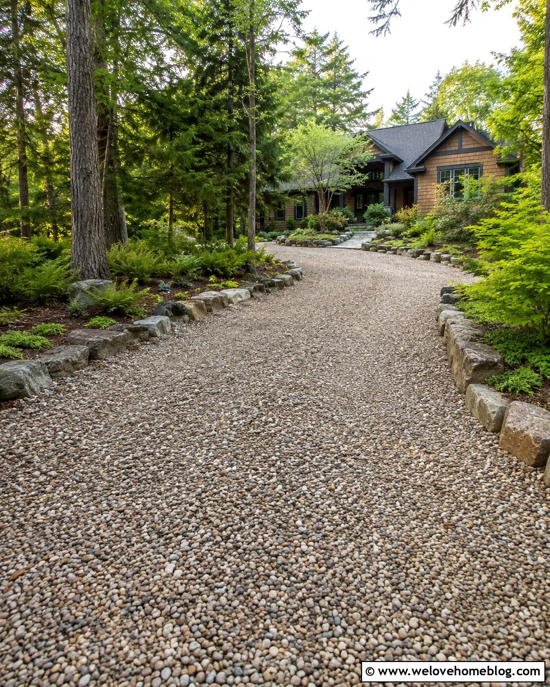 Pea Gravel Driveway With Natural Fieldstone Edging - 20 Pea Gravel Driveway Edging Ideas