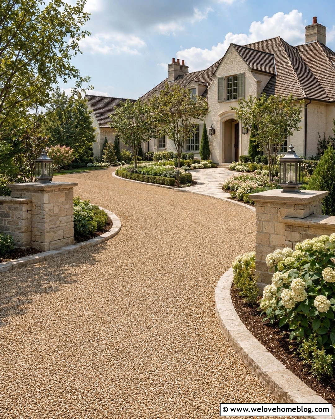 Pea Gravel Driveway With Raised Stone Curb - 20 Pea Gravel Driveway Edging Ideas
