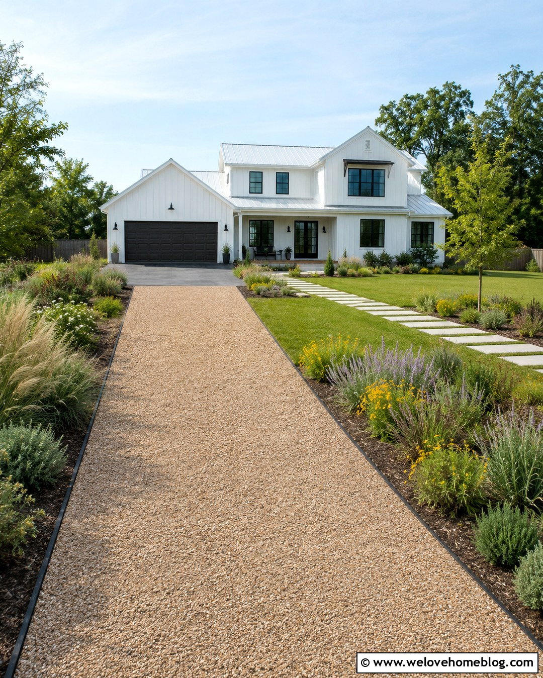 Pea Gravel Driveway With Steel Edging - 20 front driveway design ideas