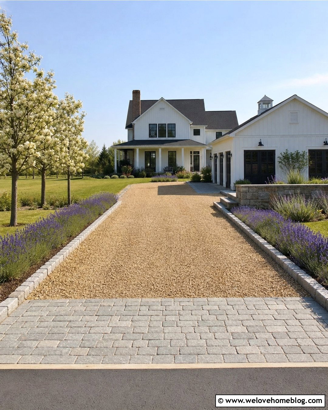 Pea Gravel Driveway With Stone Edging - 25 Driveway Paving Design Ideas