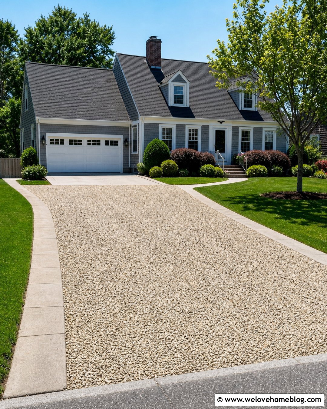 Pea Gravel Driveway With Wide Concrete Mow Strips - 20 Concrete Edging Gravel Driveway Ideas