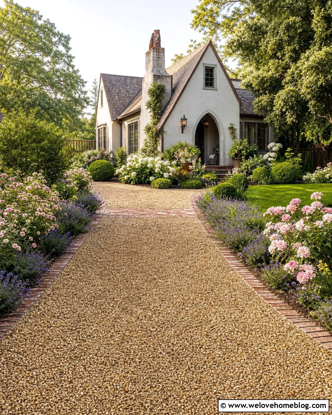 Pea Gravel Front Driveway - 45 Front Driveway Ideas