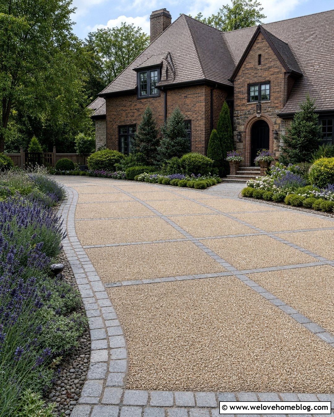 Pea Gravel Grid Driveway With Cobblestone Borders - 25 Gravel Grid Driveway Ideas