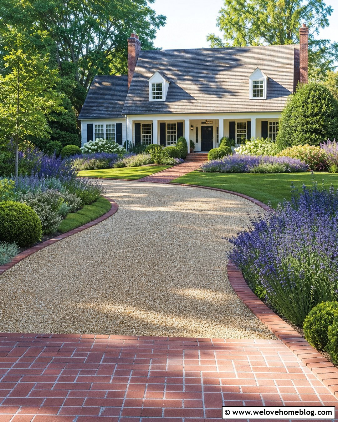 Pea Gravel Rock Driveway With Brick Edging - 35 Rock Driveway Ideas