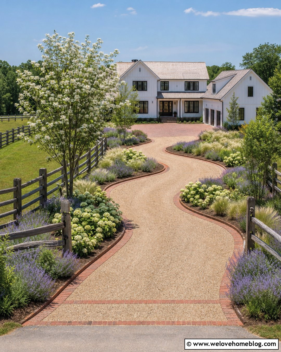 Pea Gravel Spiral Driveway For A Farmhouse - 20 Spiral Driveway Ideas