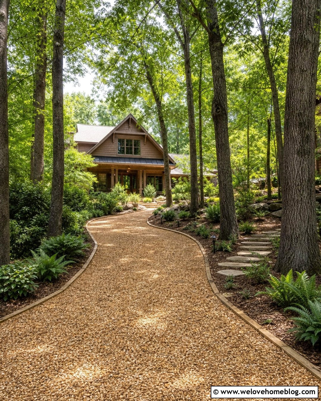 Pebble Driveway With Timber Edging - 35 Pebble Driveway Ideas