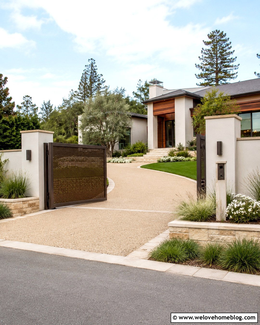 Perforated Metal Security Gate With Resin Driveway - 20 security gates driveway ideas