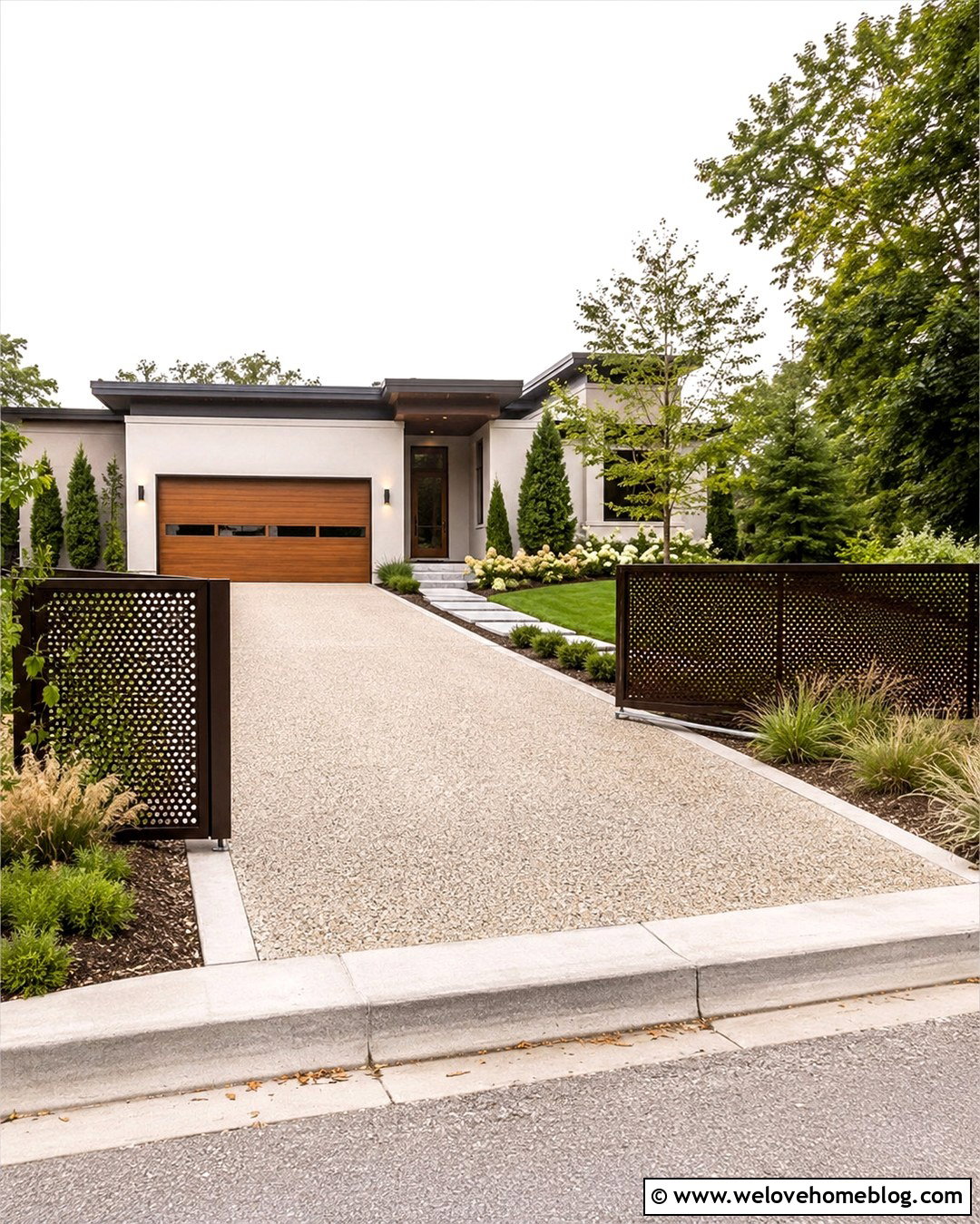 Perforated Steel Driveway Fencing - 20 Contemporary Driveway Fencing Ideas