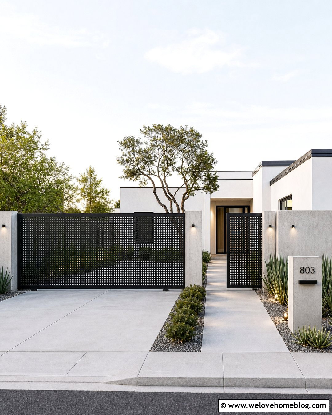 Perforated Steel Privacy Driveway Gate - 35 metal driveway gates ideas