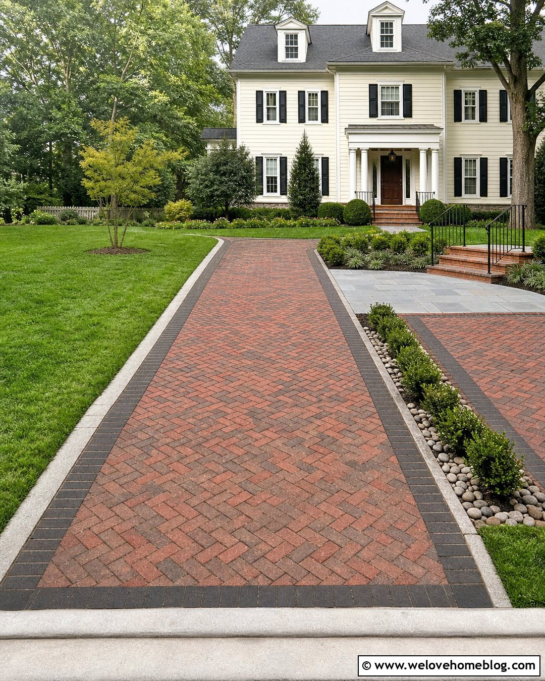 Permeable Brick Colonial Driveway - 20 Colonial Driveway Ideas