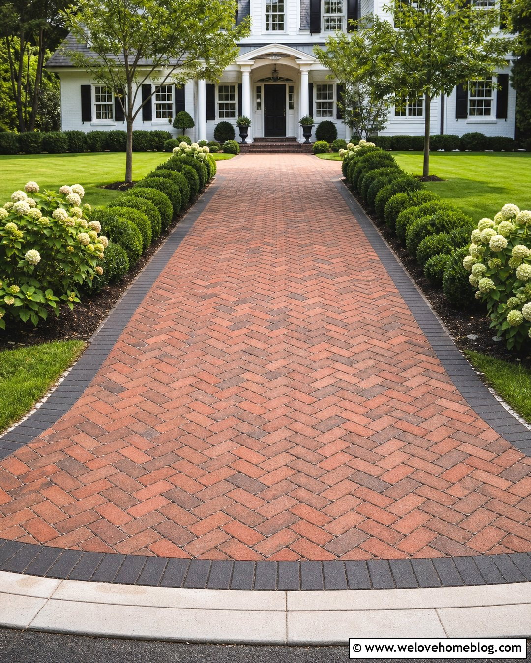 Permeable Brick Paver Driveway With Herringbone Pattern - 30 Permeable Pavers Driveways Ideas