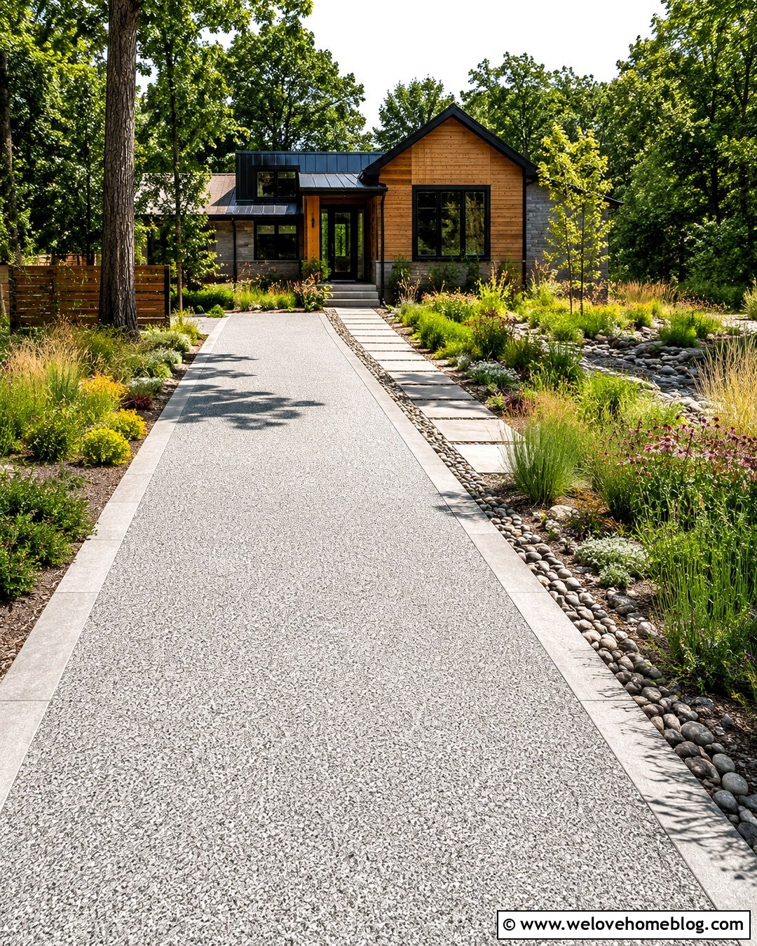 Permeable Concrete Driveway With Native Landscaping - 20 concrete driveways pictures ideas