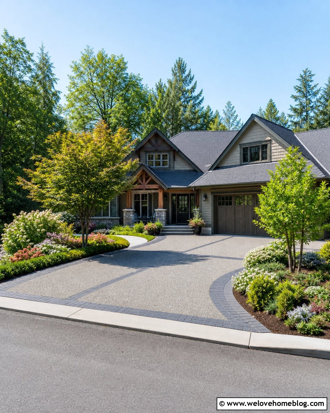 Permeable Concrete Parking Court With Paver Border - 20 Permeable Concrete Driveway Ideas