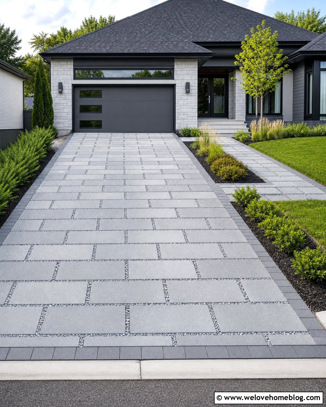 Permeable Concrete Paver Driveway With Gravel Joints - 20 Permeable Concrete Driveway Ideas