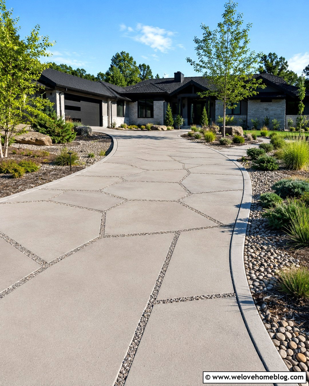 Permeable Concrete Paver Driveway With Gravel Joints - 20 Concrete Paver Driveway Ideas